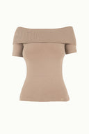 Mink Off shoulder  woven  blouse  19477