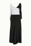 Black White V-neck  woven  blouse  19486