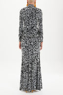 Black Flock-printed turtleneck blouse 19493