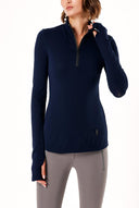 Navy Blue ZIPPER DETAILED HALLOWEEN KNITTED BLOUSE 19527