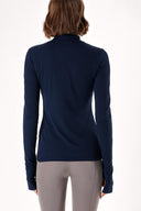 Navy Blue ZIPPER DETAILED HALLOWEEN KNITTED BLOUSE 19527