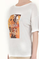 White Printed basic tshirt 19560