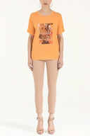 Orange Printed basic tshirt 19560