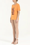 Orange Printed basic tshirt 19560