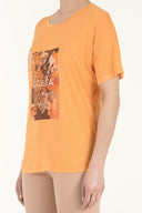 Orange Printed basic tshirt 19560