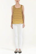 Yellow Printed sleeveless blouse  19561