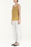 Yellow Printed sleeveless blouse  19561