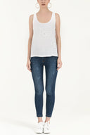 White Laser cut wide cut blouse 19562