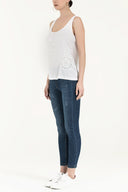 White Laser cut wide cut blouse 19562