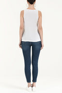 White Laser cut wide cut blouse 19562