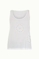 White Laser cut wide cut blouse 19562