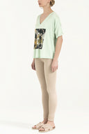 Green Strappy   V-neck  blouse  19583