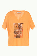 Orange Strappy   V-neck  blouse  19583