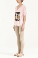 Pink Strappy   V-neck  blouse  19583