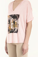 Pink Strappy   V-neck  blouse  19583