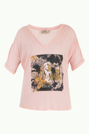 Pink Strappy   V-neck  blouse  19583