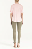 Pink Cream Strappy   V-neck  blouse  19583