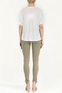 White Print Strappy   V-neck  blouse  19583