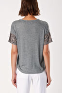 Gray PATTERNED V-NECK KNIT BLOUSE 19584