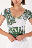 Green Patterned knitwear blouse 19591