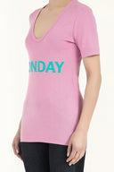 Pink V-neck  strappy   woven  blouse  19594