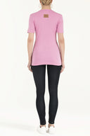 Pink V-neck  strappy   woven  blouse  19594
