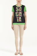 Green Strappy   wide cut woven  blouse  19595