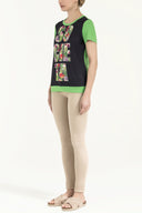 Green Strappy   wide cut woven  blouse  19595