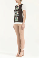 Ecru Strappy   wide cut woven  blouse  19595