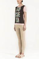 Pink Strappy   wide cut woven  blouse  19595