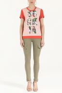 Coral Strappy   wide cut woven  blouse  19595