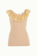 Beige Pleated  V-neck blouse  19596