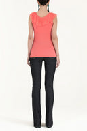 Coral Pleated  V-neck blouse  19596