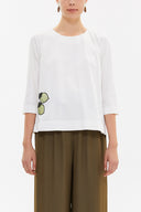 White Zipped Poplin Blouse 19603