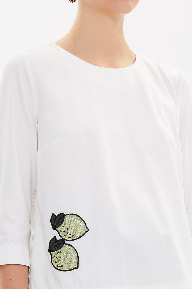 Fermuarlı Poplin Bluz 19603