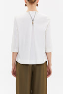 White Zipped Poplin Blouse 19603