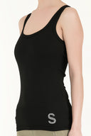 Black Emboridered strappy knit blouse 19607