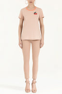 Beige Knitwear embroidered blouse 19610