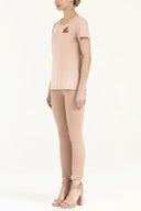 Beige Knitwear embroidered blouse 19610