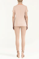 Beige Knitwear embroidered blouse 19610