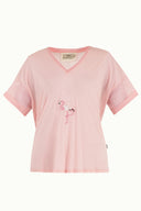 Pink Embroidered V-neck wide cut blouse 19617