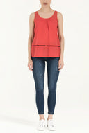 Red Embroidered sleeveless cotton blouse  19620