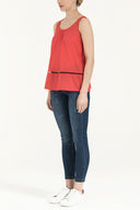 Red Embroidered sleeveless cotton blouse  19620
