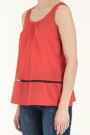 Red Embroidered sleeveless cotton blouse  19620