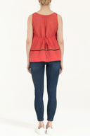 Red Embroidered sleeveless cotton blouse  19620