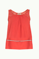 Red Embroidered sleeveless cotton blouse  19620