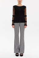 Black Pleated sleeve tulle blouse  19657