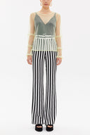 Beige Pleated sleeve tulle blouse  19657