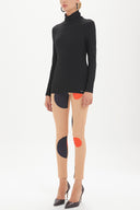 Black Turtleneck woven  blouse  19665