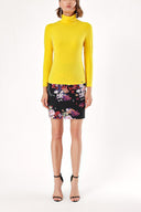 Yellow Turtleneck woven  blouse  19665